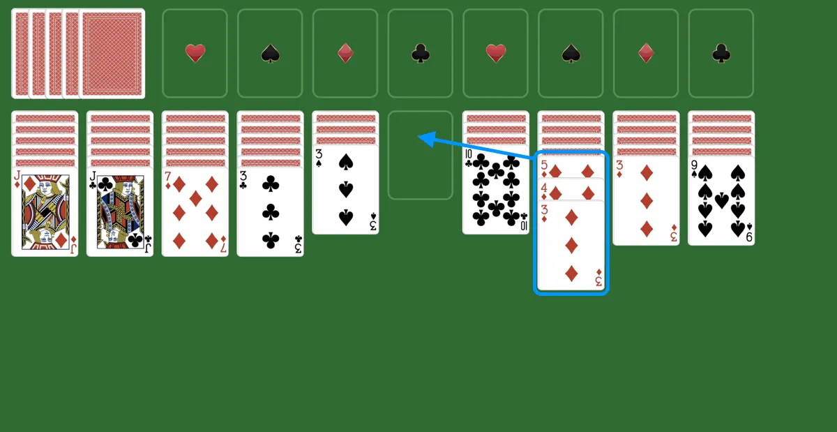 Use empty tableau column in spider solitaire 4 suits