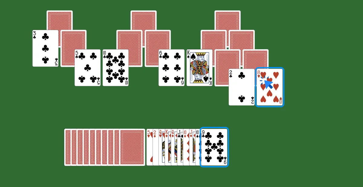 Click on a card in tripeaks solitaire