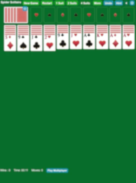 Start Spider Solitaire 4 Suits Game