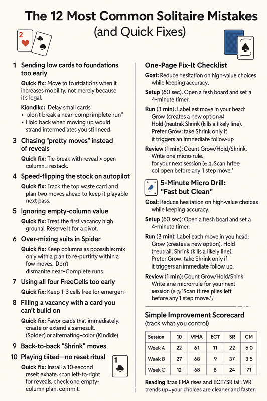 The 12 Most Common Solitaire Mistakes (and Quick Fixes)