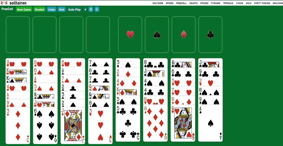 FreeCell Solitaire: A Classic Online Game - solitairen.com