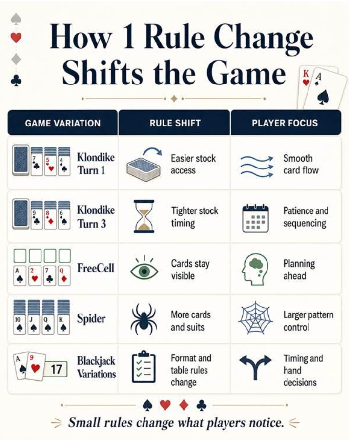 Card game rule comparison table