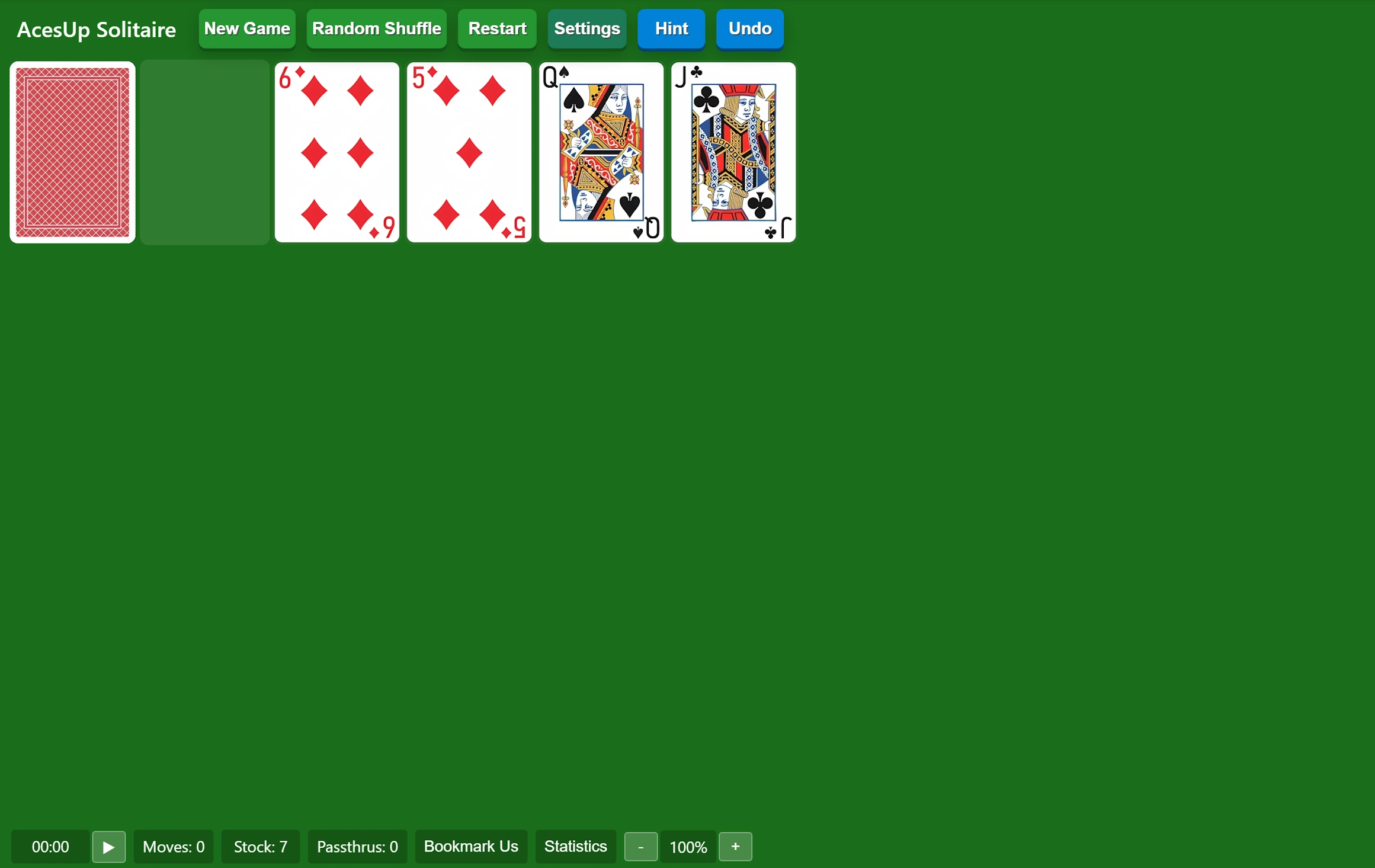 Start Aces Up Solitaire
