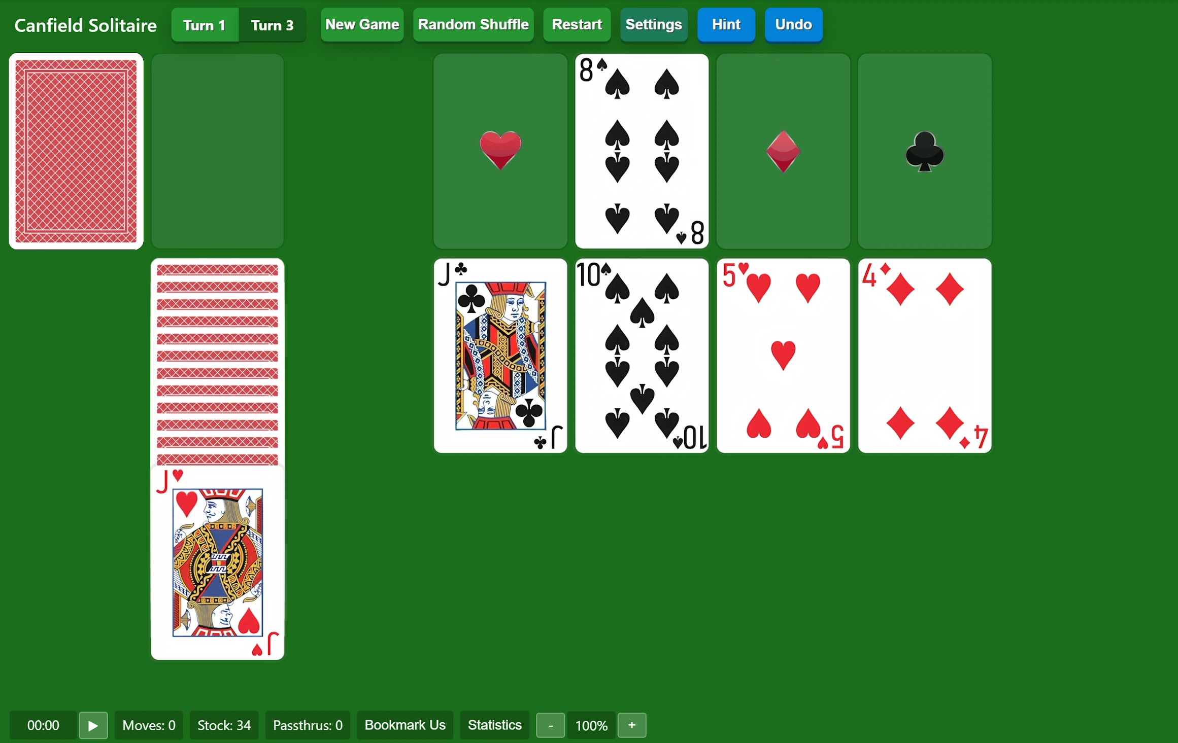 Start Canfield Solitaire