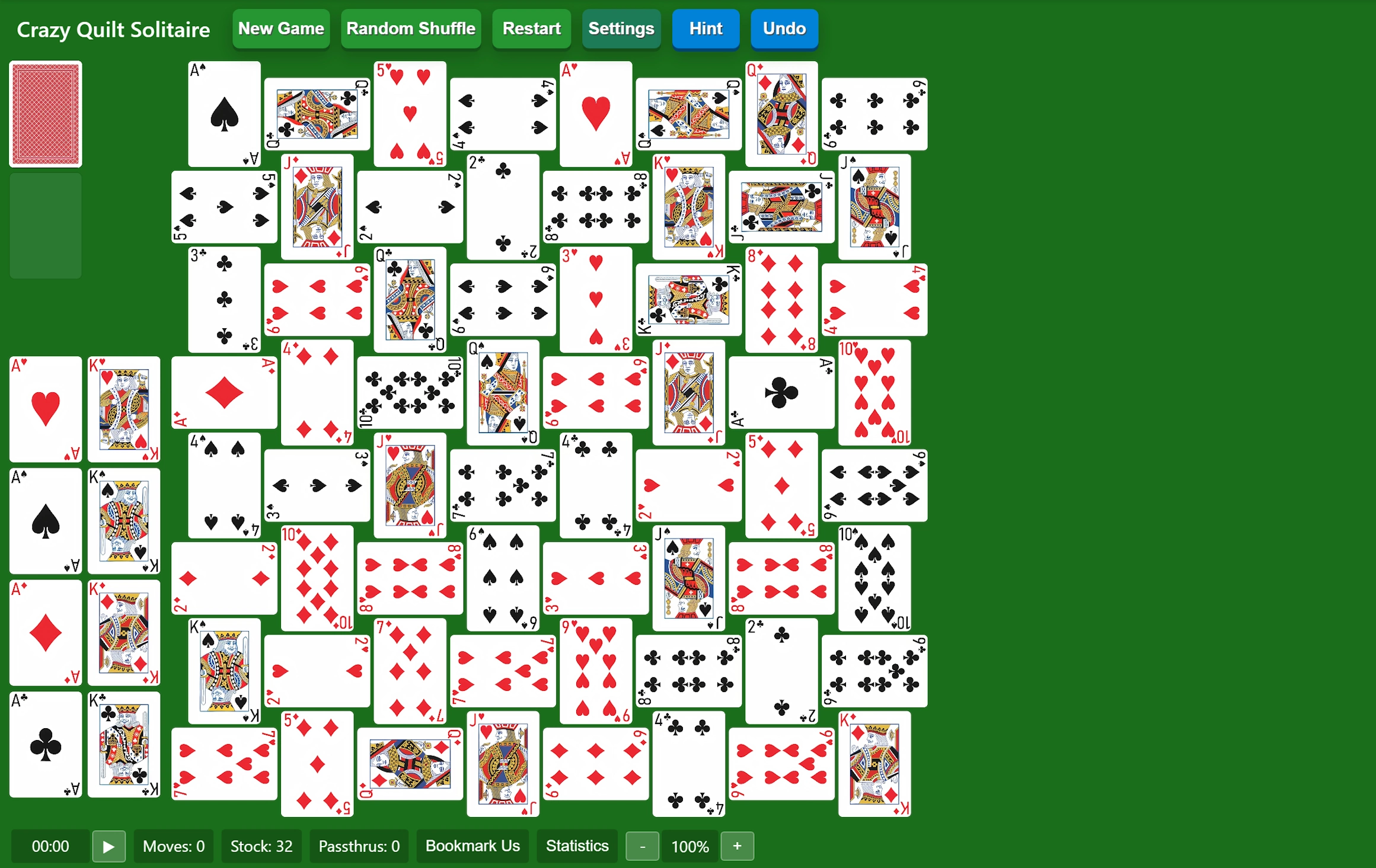 Start Crazy Quilt Solitaire
