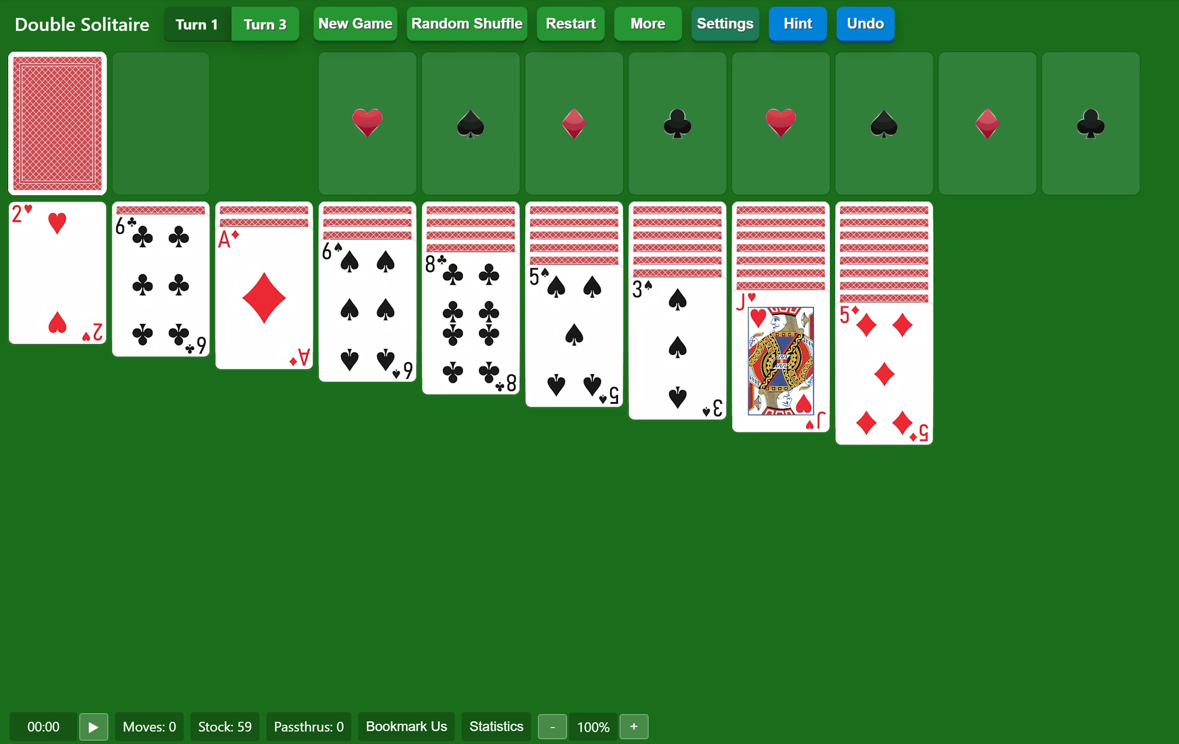 Start Double Klondike Solitaire