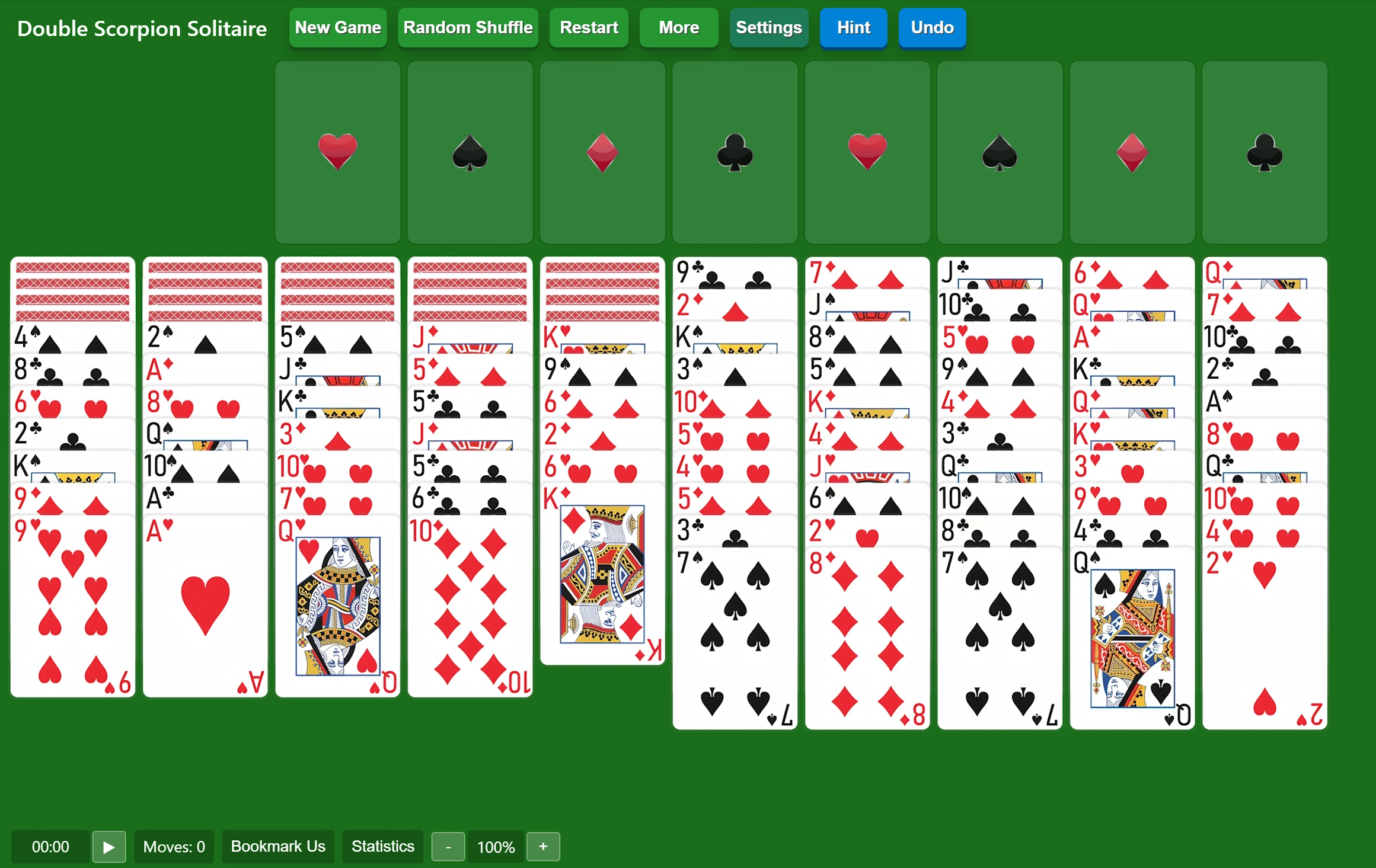 Start Double Scorpion Solitaire