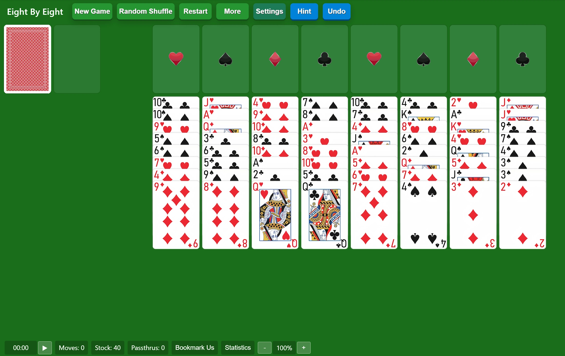 Start Eight By Eight Solitaire