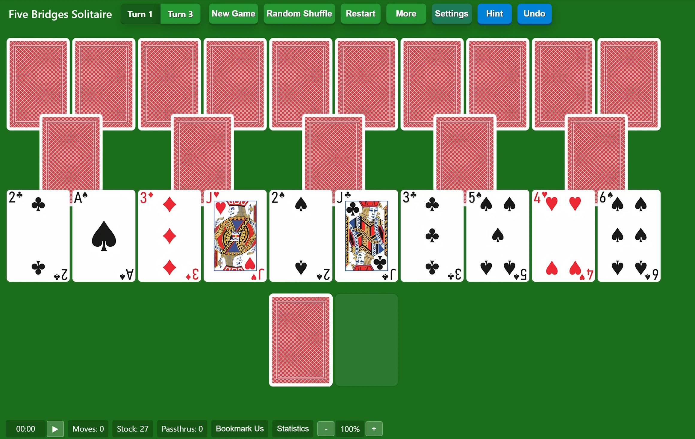 Start Five Bridges Solitaire