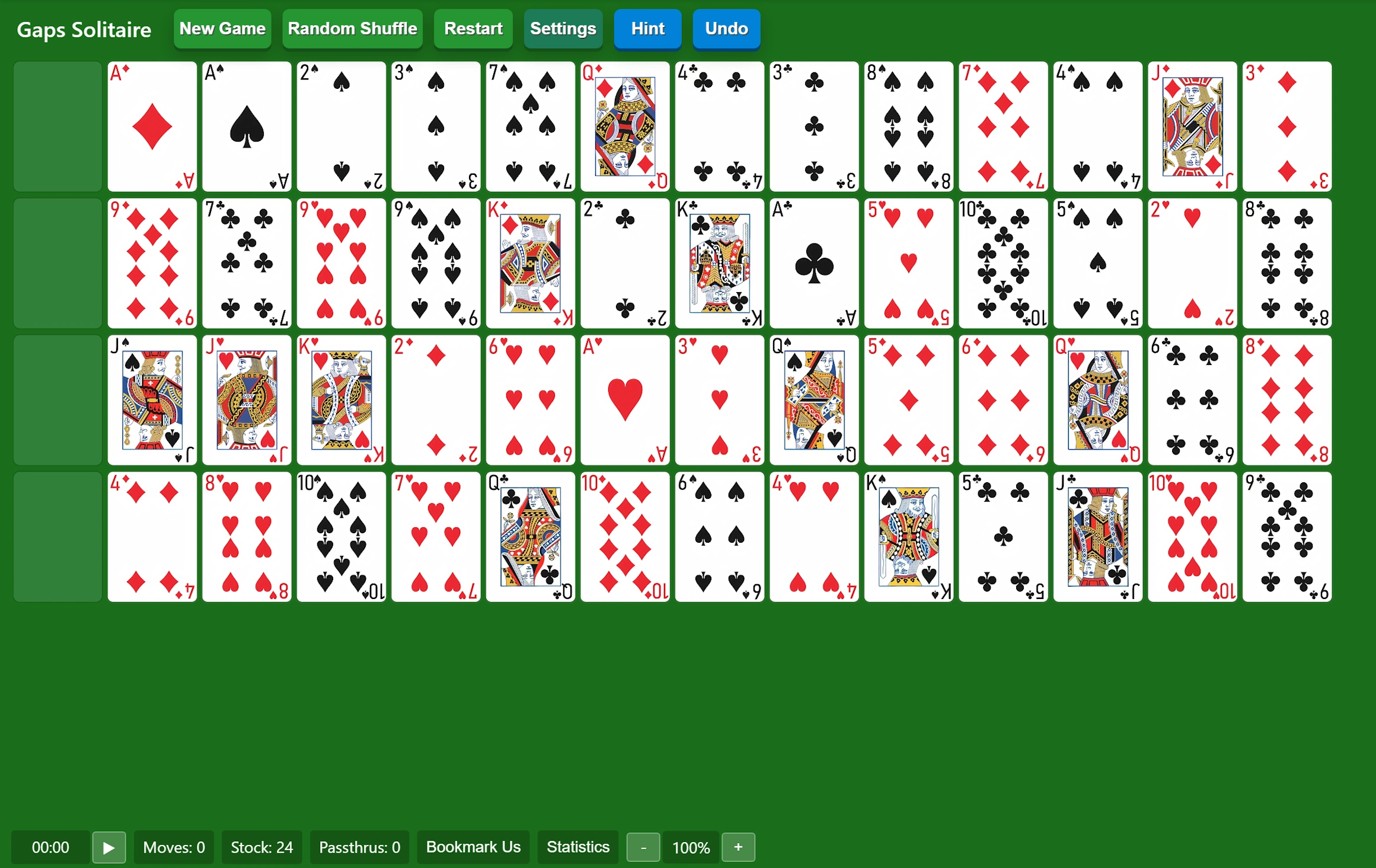 Start Gaps Solitaire