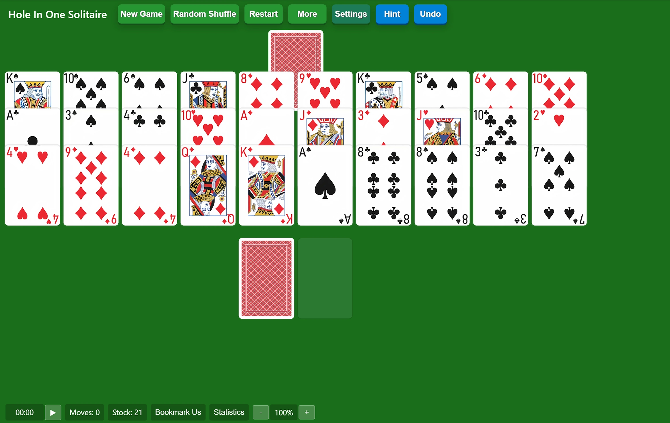 Start Hole In One Solitaire
