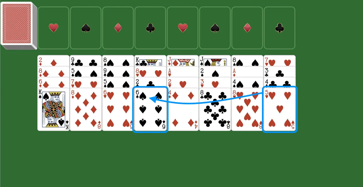Move a card to another tableau pile in diplomat solitaire