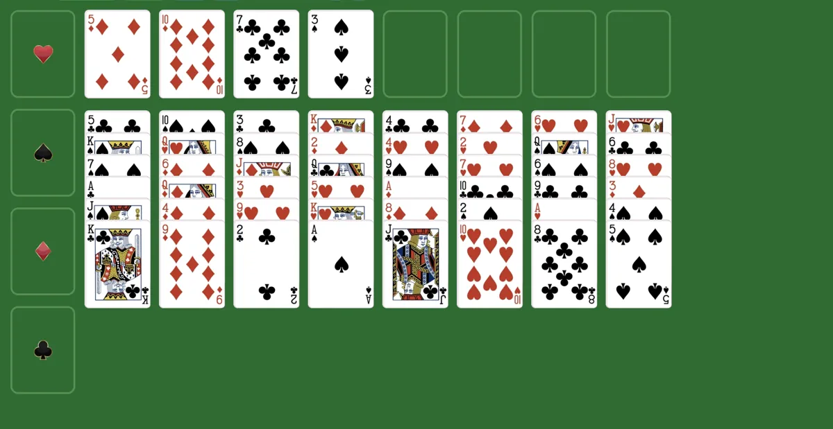 Cards are dealt in eight off solitaire