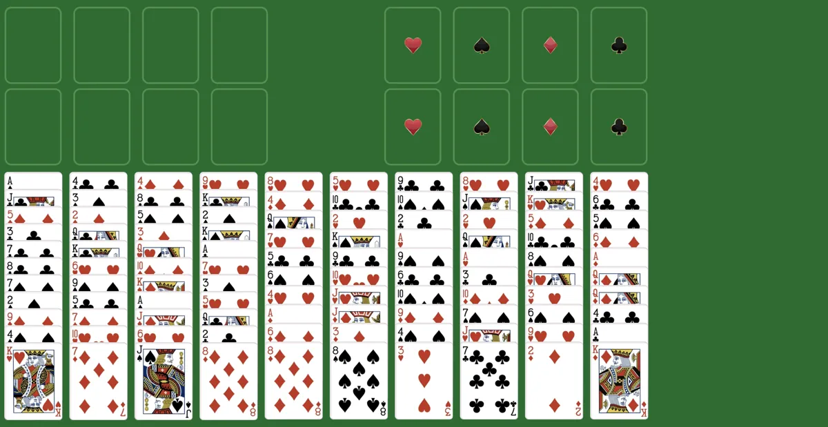 Start freecell two deck game