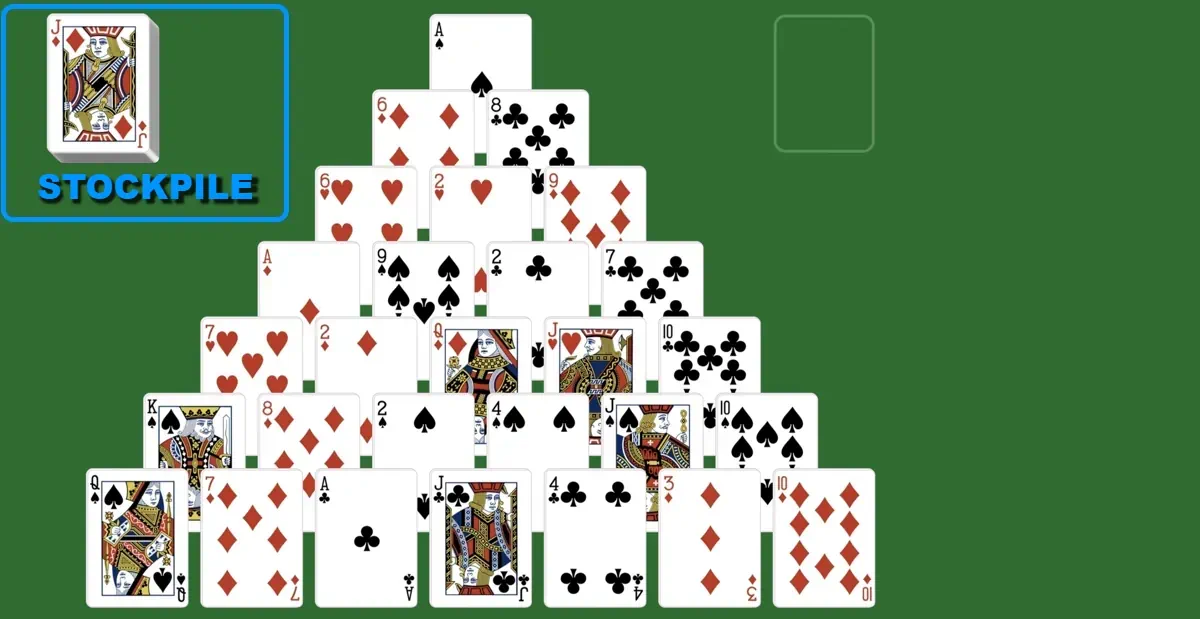 Stockpile in pyramid solitaire