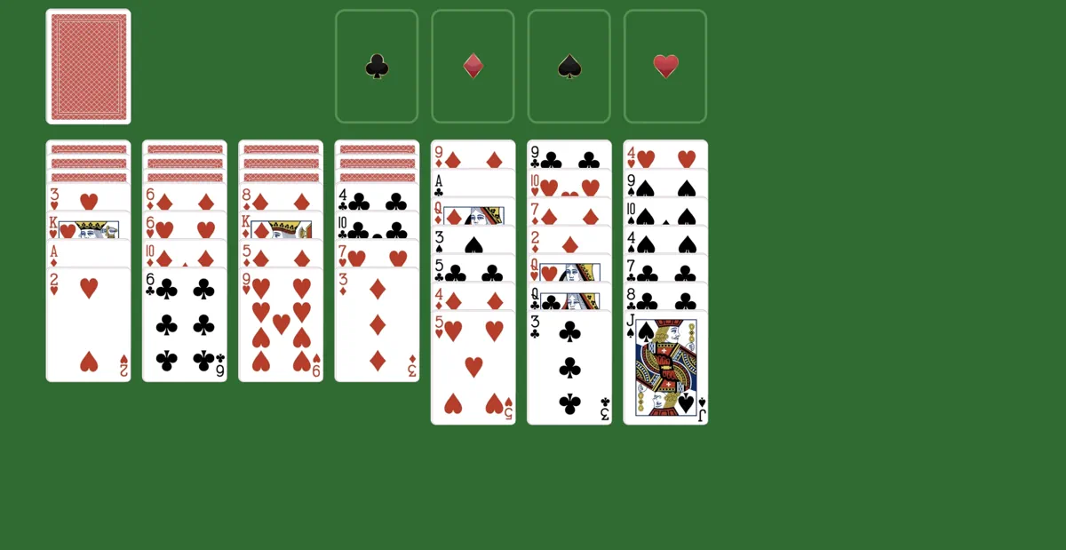 Cards are dealt in scorpion solitaire