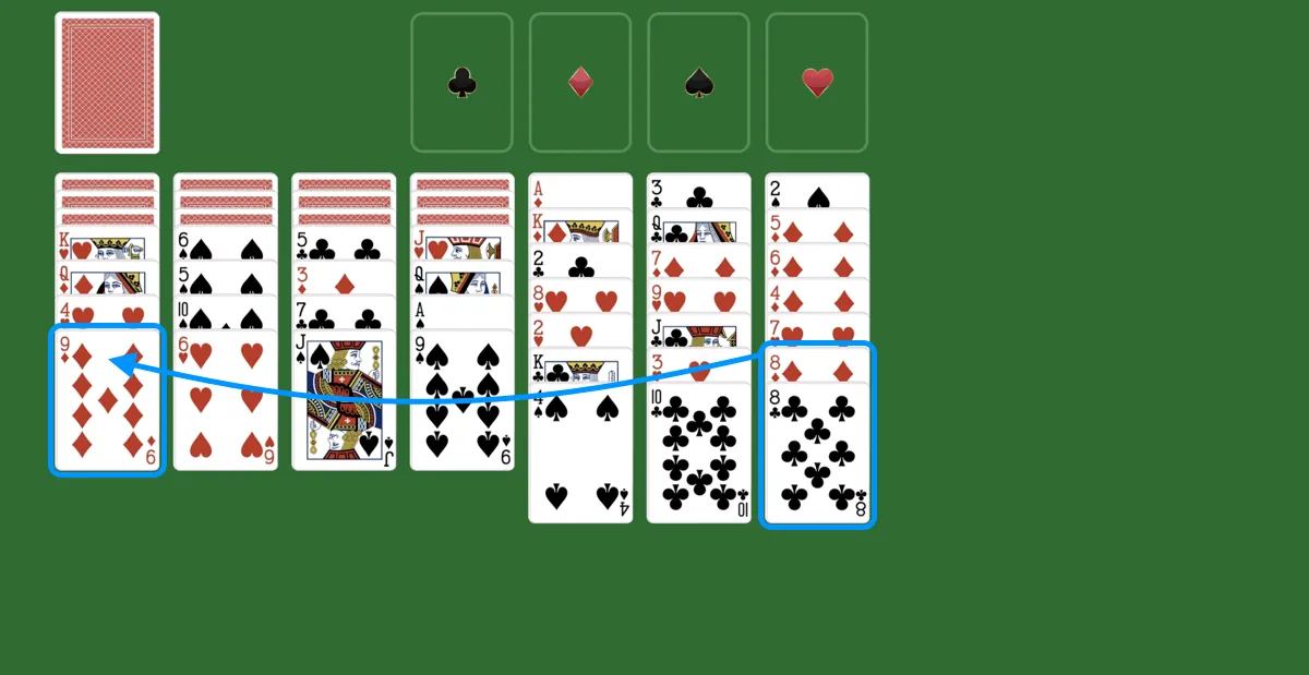 Move a card to another tableau pile in scorpion solitaire