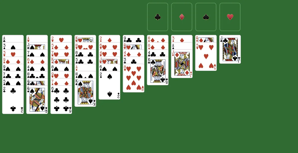 Cards are dealt in simple simon solitaire