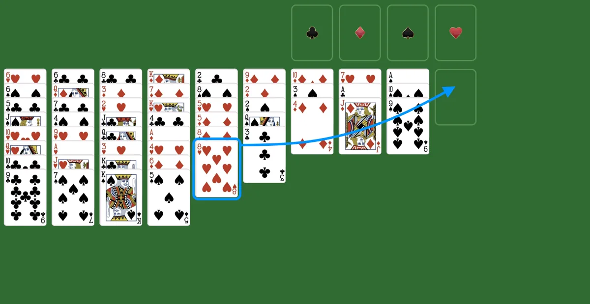Move a card to an empty pile in simple simon solitaire