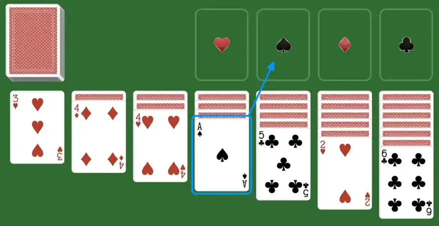 Move Ace card in solitaire