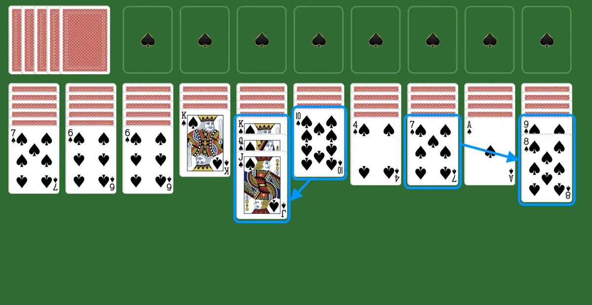 Move card to a higher ranked one in spider solitaire