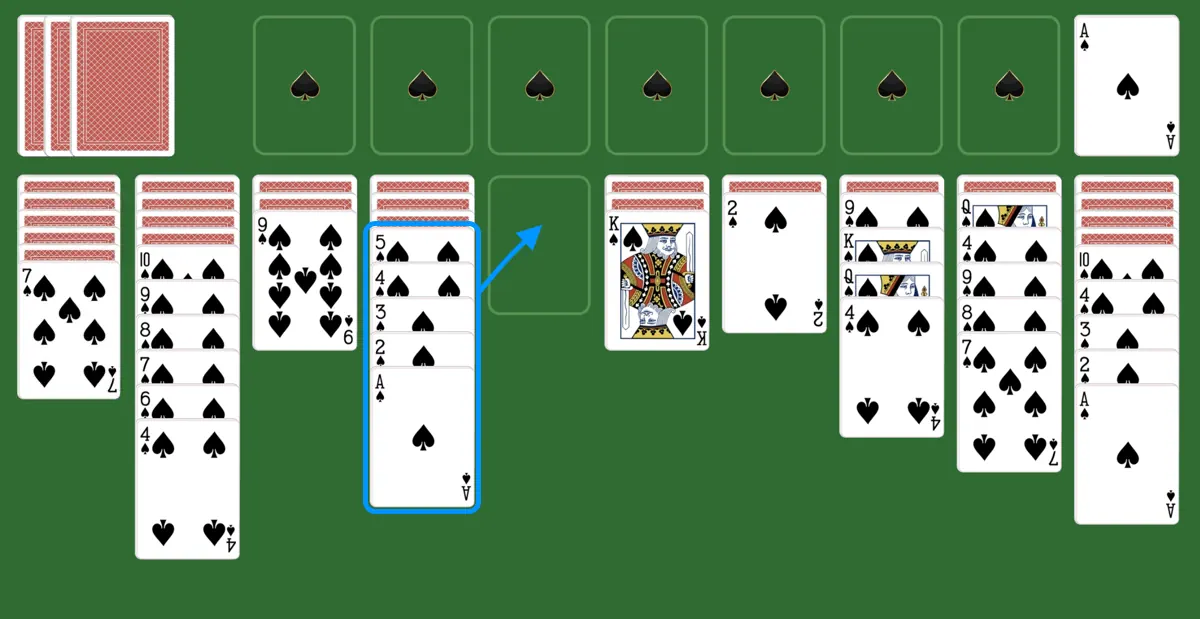 Use empty tableau column in spider solitaire