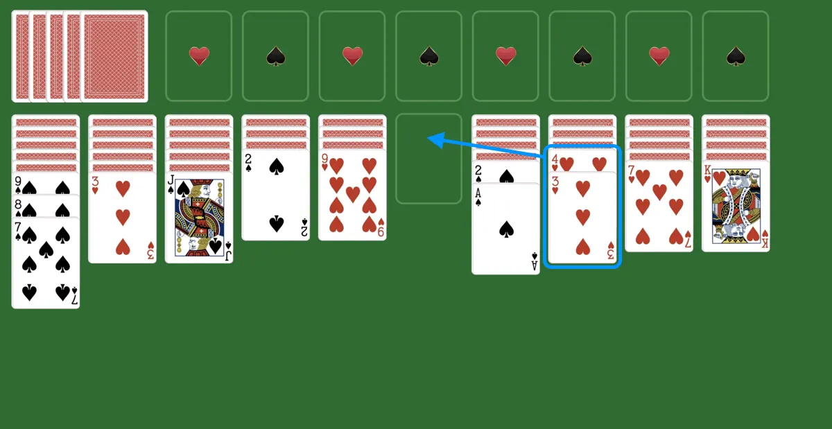 Use empty tableau column in spider solitaire 2 suits