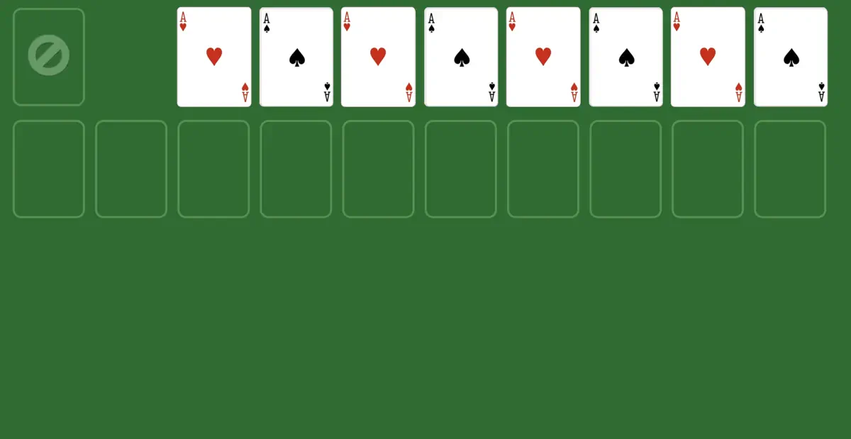 All cards at the foundation in spider solitaire 2 suits