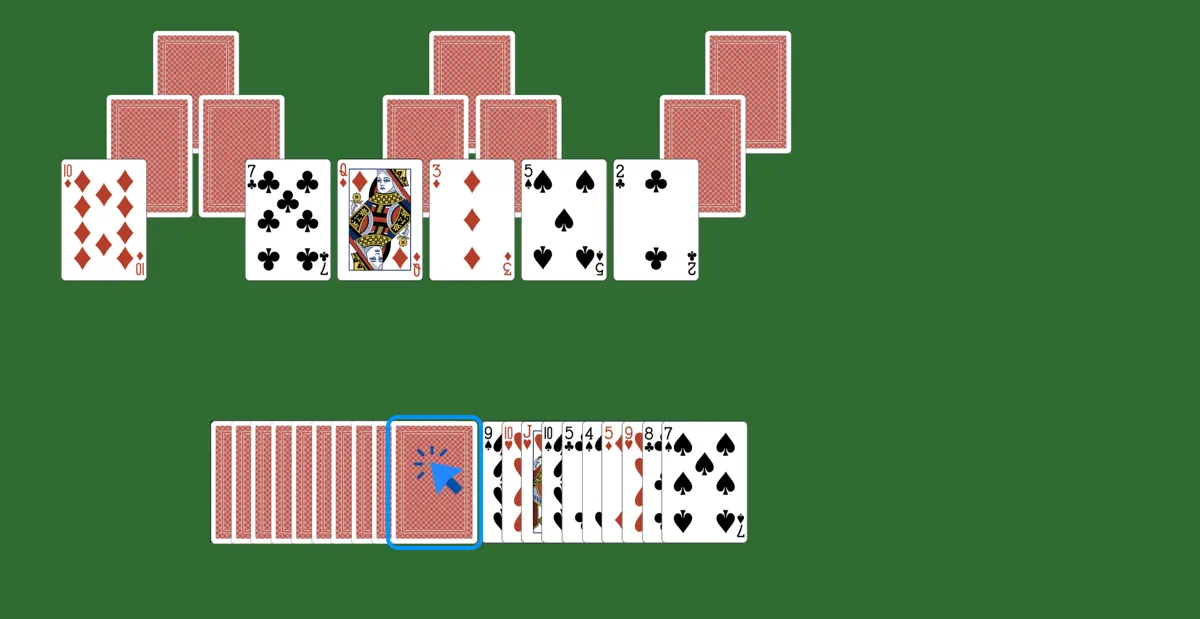 Click the Stockpile in tripeaks solitaire
