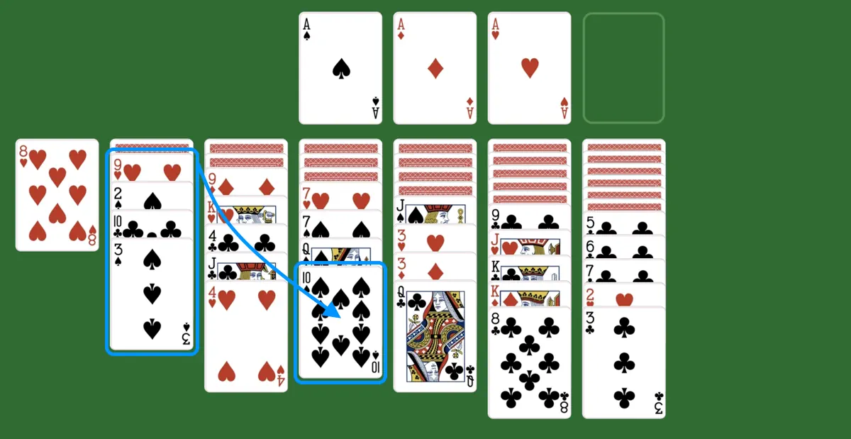 Move cards in yukon solitaire
