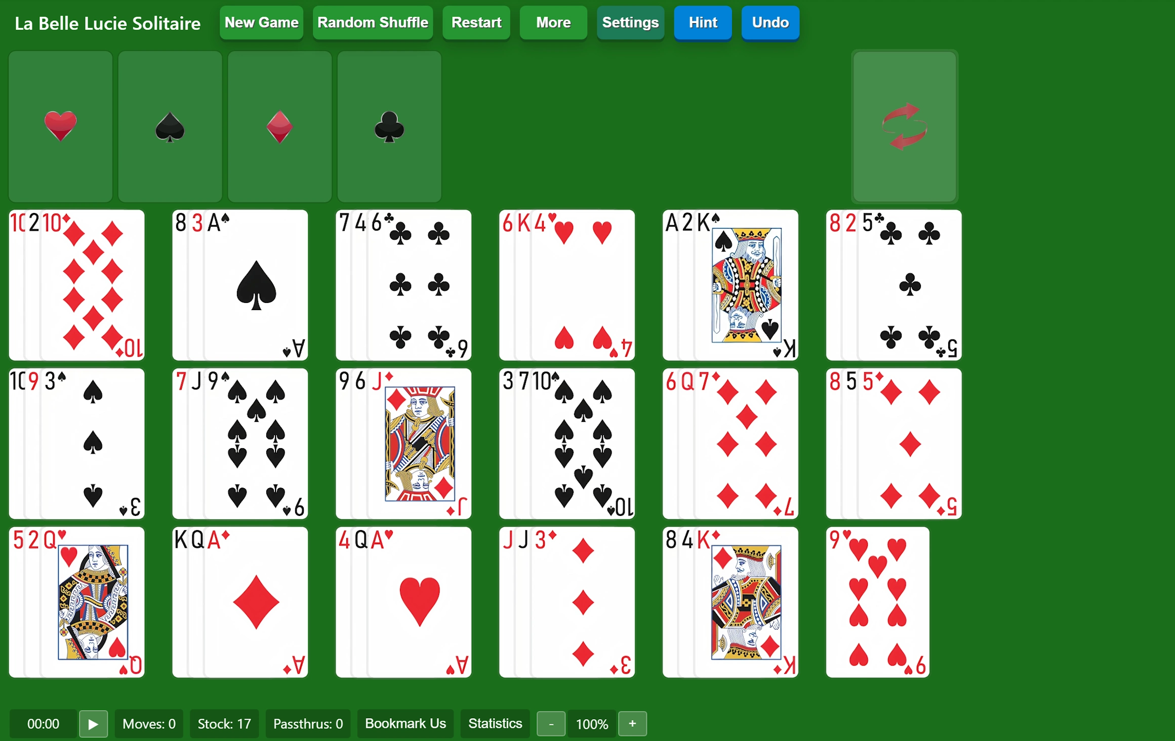 Start La Belle Lucie Solitaire