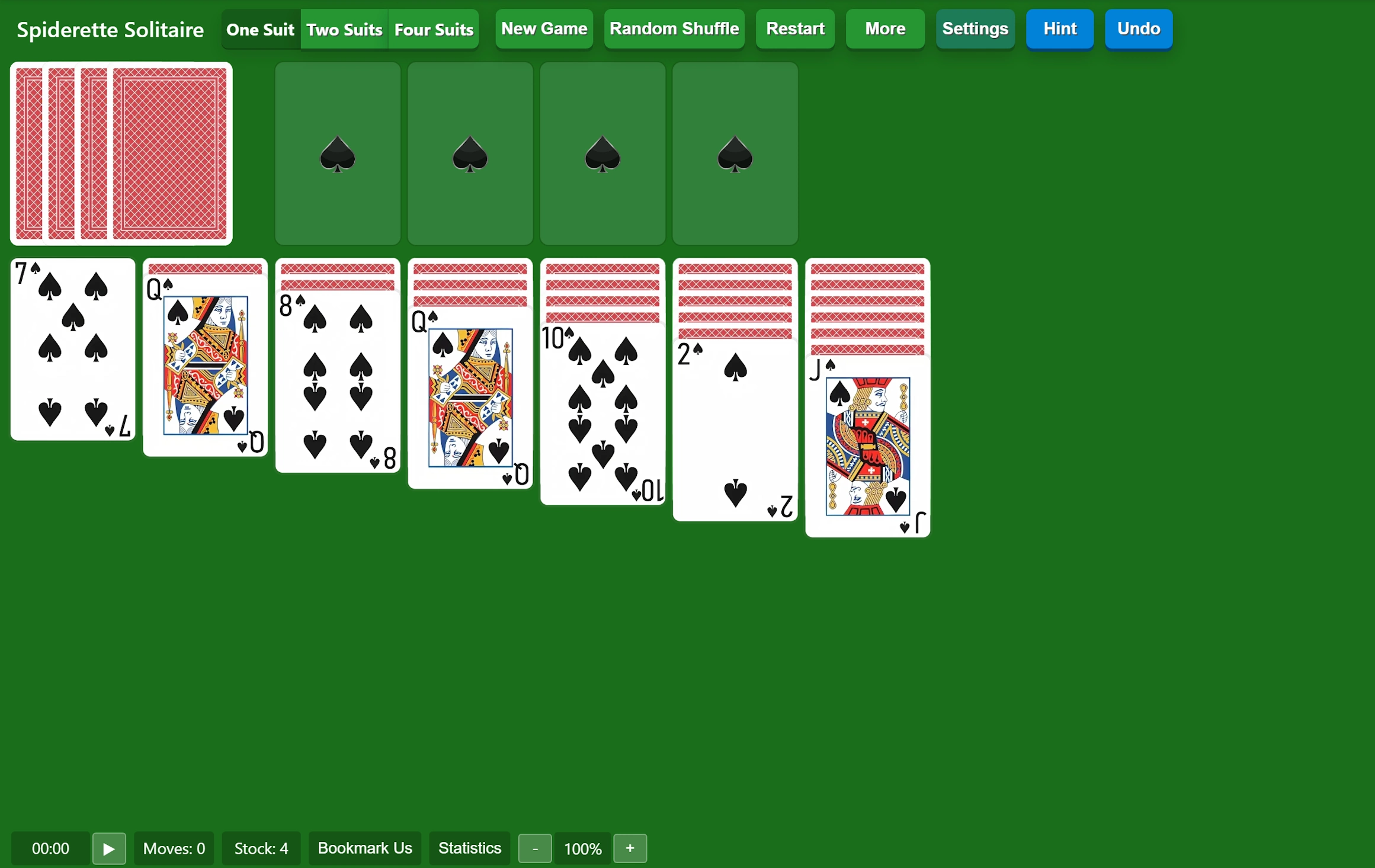 Start Spiderette Solitaire
