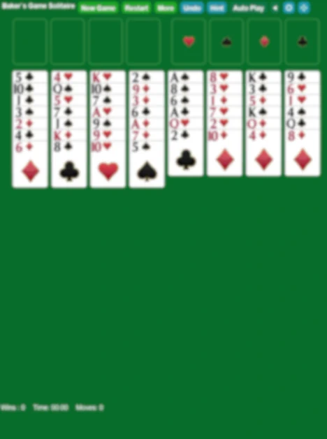 Start Bakers Solitaire Game