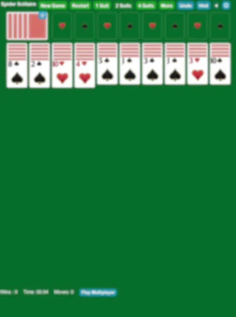 Start Spider Solitaire 2 Suits Game