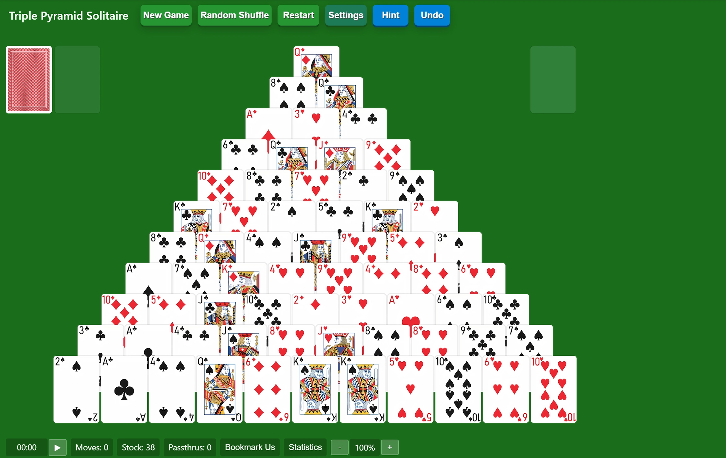 Start Triple Pyramid Solitaire