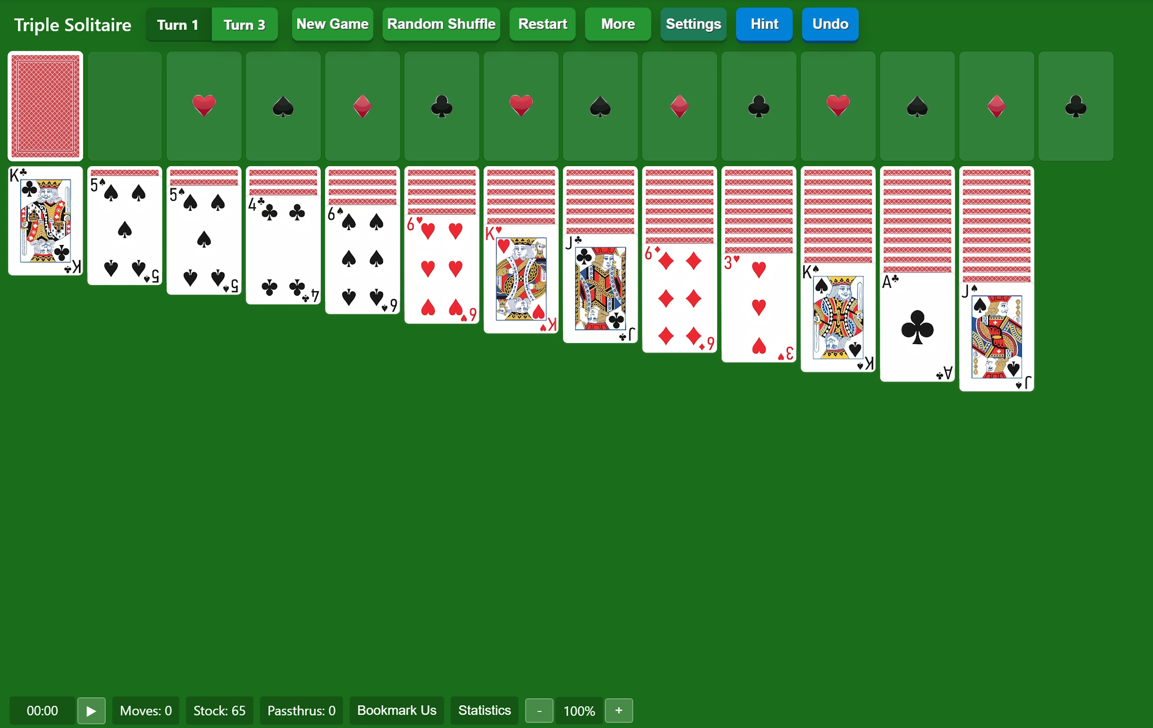 Start Triple Klondike Solitaire